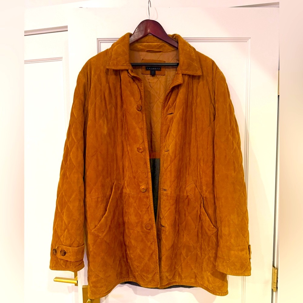 Robert Talbott Quilted Suede Coat - Whisky Brown Cognac Men’s Large